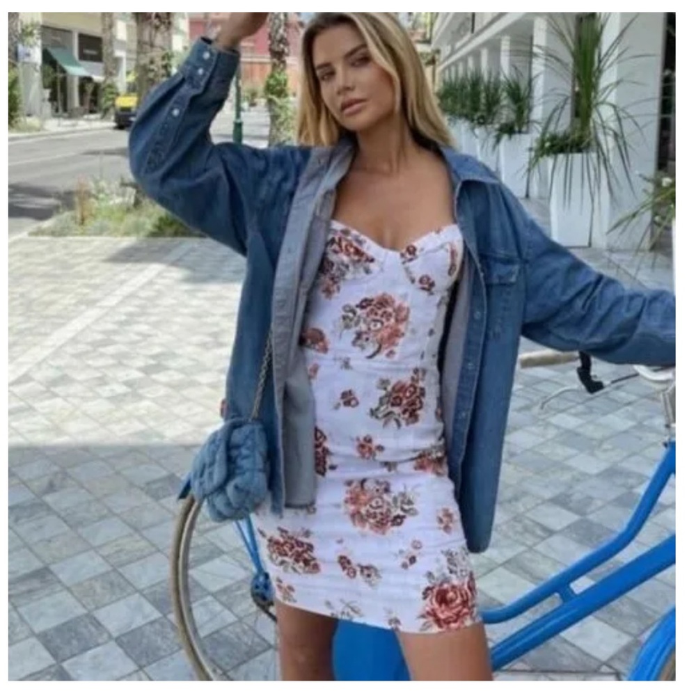 Brock collection x HM pink/floral corset dress